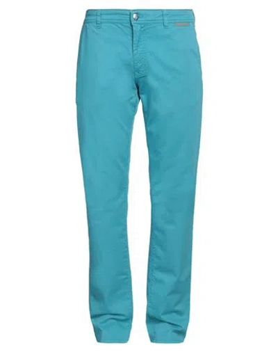 Harmont & Blaine Man Pants Turquoise Size 42 Cotton, Elastane In Blue