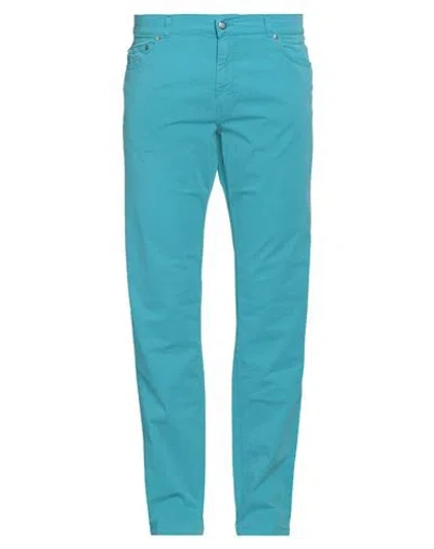 Harmont & Blaine Man Pants Turquoise Size 42 Cotton, Elastane In Blue
