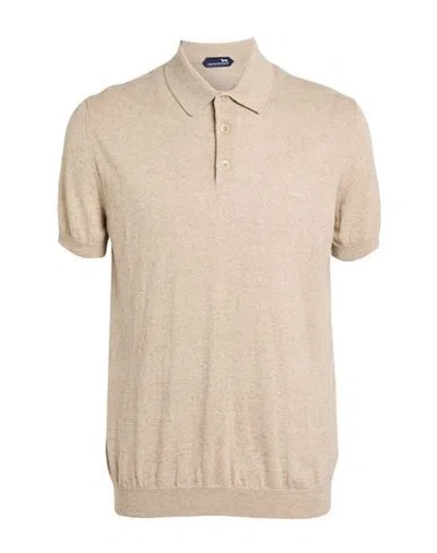 Harmont & Blaine Man Polo Shirt Beige Size S Cotton, Linen In Neutral