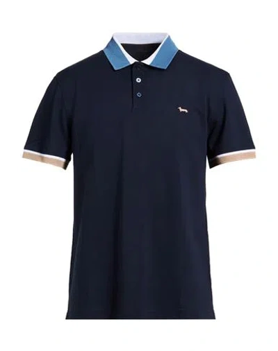 Harmont & Blaine Man Polo Shirt Midnight Blue Size M Cotton