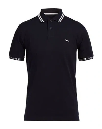 Harmont & Blaine Man Polo Shirt Midnight Blue Size S Cotton, Elastane In Black