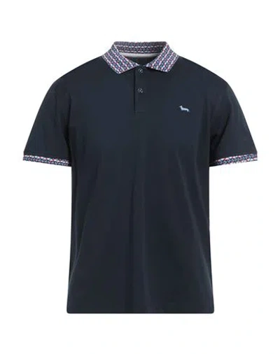 Harmont & Blaine Man Polo Shirt Midnight Blue Size Xl Cotton In Black