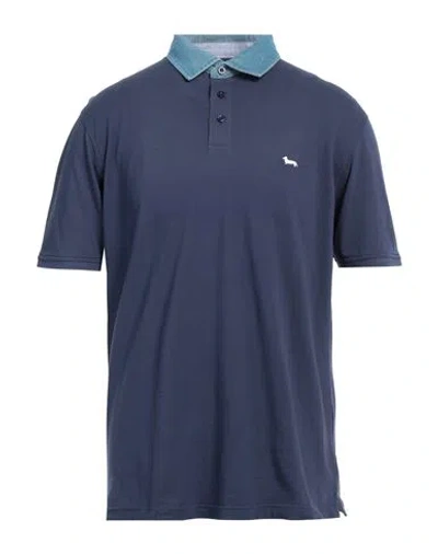 Harmont & Blaine Man Polo Shirt Midnight Blue Size 36 Cotton