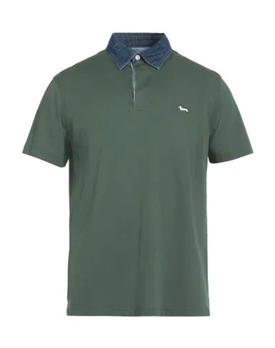 Harmont & Blaine Man Polo Shirt Military Green Size L Cotton