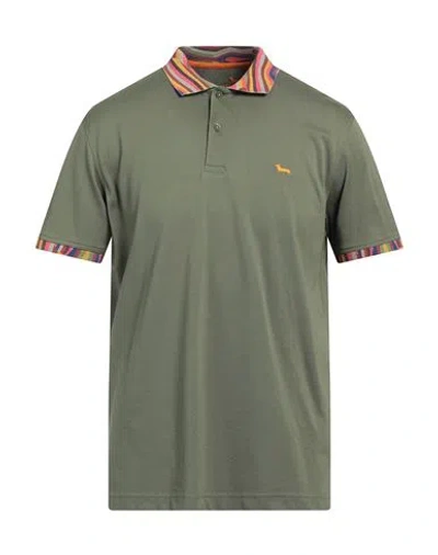 Harmont & Blaine Man Polo Shirt Military Green Size S Cotton