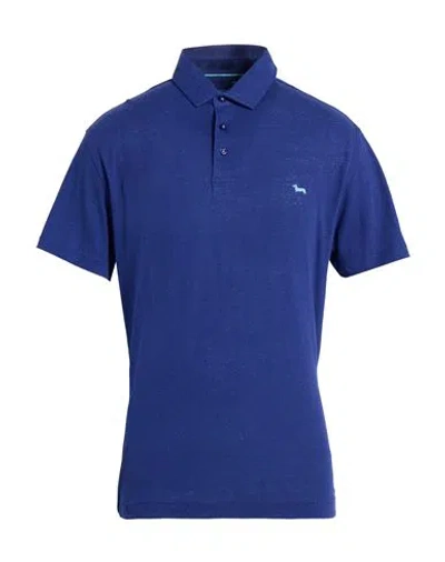 Harmont & Blaine Man Polo Shirt Navy Size 3xl Linen, Cotton In Blue