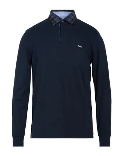 Harmont & Blaine Man Polo Shirt Navy Size M Cotton In Blue