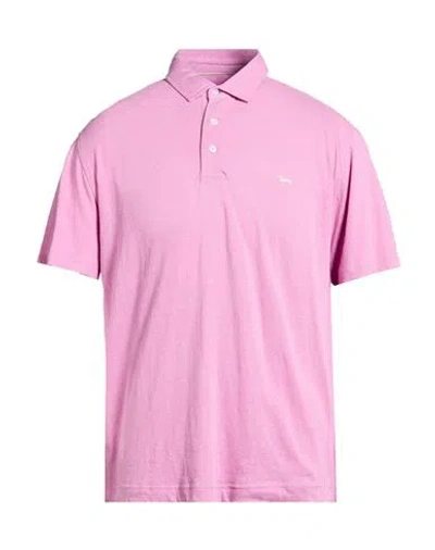 Harmont & Blaine Man Polo Shirt Pink Size Xl Linen, Cotton