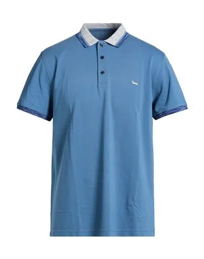 Harmont & Blaine Man Polo Shirt Slate Blue Size Xl Cotton