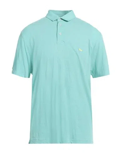 Harmont & Blaine Man Polo Shirt Turquoise Size S Linen, Cotton In Blue