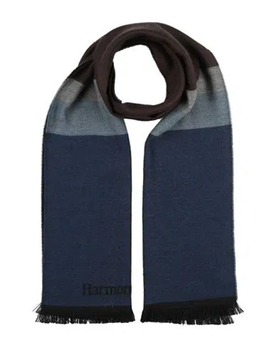Harmont & Blaine Man Scarf Dark Brown Size - Wool, Acrylic In Blue