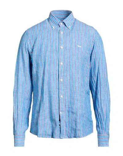 Harmont & Blaine Man Shirt Azure Size 3xl Linen In Blue