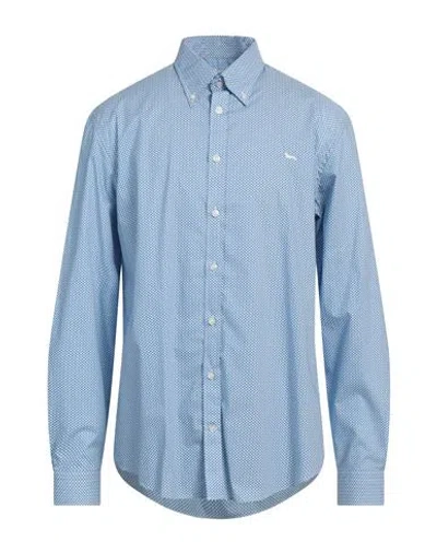 Harmont & Blaine Man Shirt Azure Size 4xl Cotton In Blue
