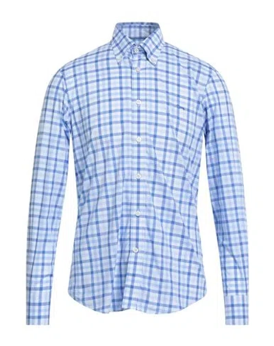 Harmont & Blaine Man Shirt Azure Size M Cotton In Blue