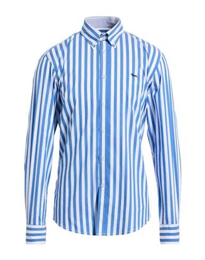 Harmont & Blaine Man Shirt Azure Size Xxl Cotton, Polyamide, Elastane In Blue