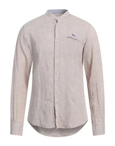 Harmont & Blaine Man Shirt Beige Size Xxl Linen In Metallic