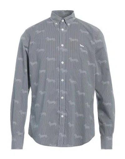 Harmont & Blaine Man Shirt Black Size L Cotton In Gray