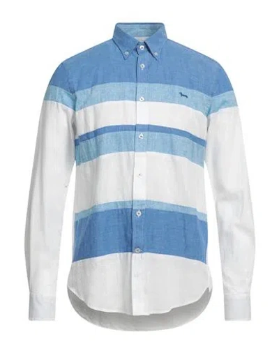 Harmont & Blaine Man Shirt Blue Size 3xl Linen, Cotton