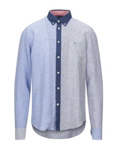 Harmont & Blaine Man Shirt Blue Size Xxl Linen