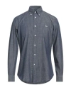 Harmont & Blaine Man Shirt Brown Size M Cotton In Blue