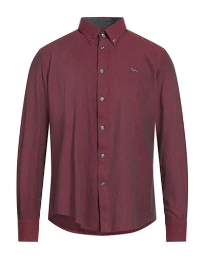 Harmont & Blaine Man Shirt Burgundy Size L Cotton In Red