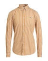 Harmont & Blaine Man Shirt Camel Size M Cotton In Yellow