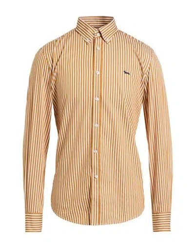 Harmont & Blaine Man Shirt Camel Size M Cotton In Yellow