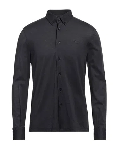 Harmont & Blaine Man Shirt Charcoal Size Xl Cotton In Black