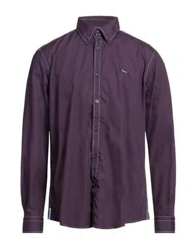 Harmont & Blaine Man Shirt Dark Purple Size L Cotton