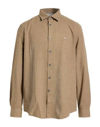 Harmont & Blaine Man Shirt Khaki Size 3xl Cotton In Brown