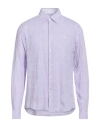 Harmont & Blaine Man Shirt Lilac Size Xl Linen In Purple