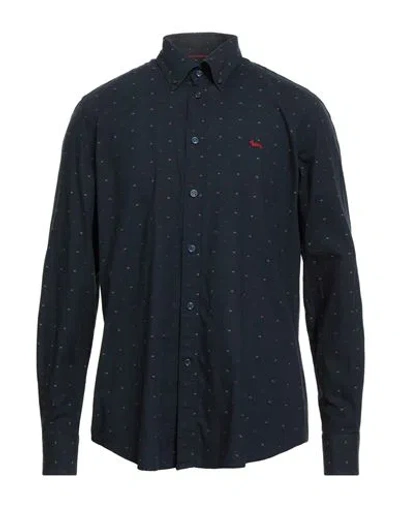 Harmont & Blaine Man Shirt Midnight Blue Size 3xl Cotton