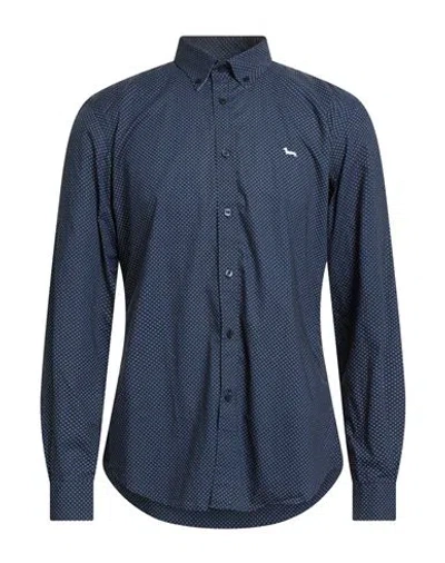 Harmont & Blaine Man Shirt Midnight Blue Size L Cotton