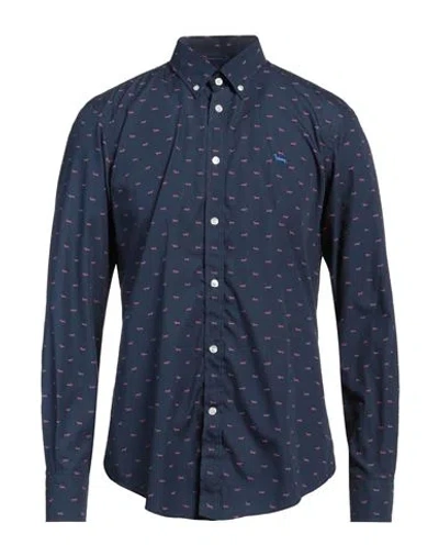 Harmont & Blaine Man Shirt Midnight Blue Size L Cotton