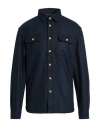 Harmont & Blaine Man Shirt Midnight Blue Size L Polyester, Viscose, Elastane In Blue