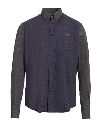 Harmont & Blaine Man Shirt Midnight Blue Size M Cotton