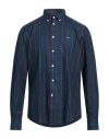Harmont & Blaine Man Shirt Midnight Blue Size M Cotton In Blue