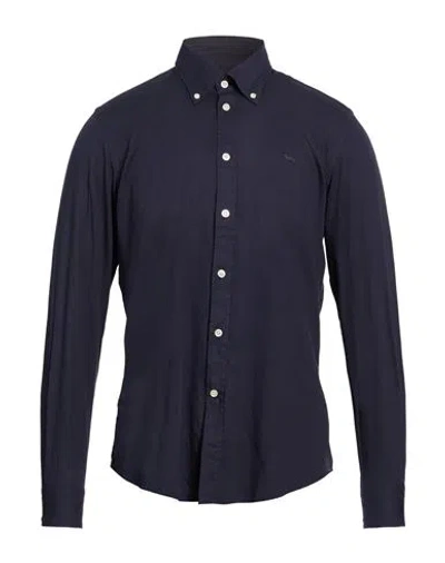 Harmont & Blaine Man Shirt Midnight Blue Size M Cotton