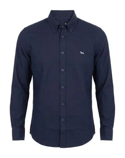 Harmont & Blaine Man Shirt Midnight Blue Size M Cotton, Wool