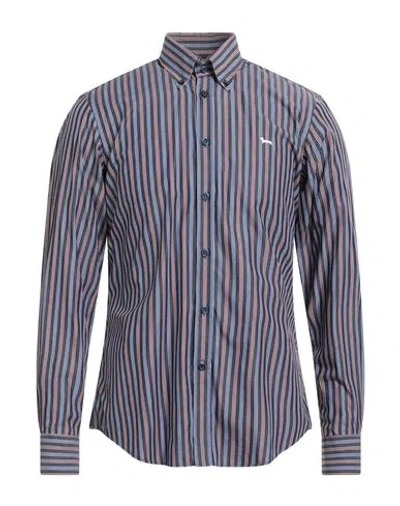 Harmont & Blaine Man Shirt Midnight Blue Size 4xl Cotton
