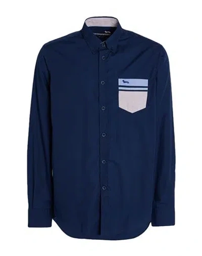 Harmont & Blaine Man Shirt Midnight Blue Size Xl Cotton
