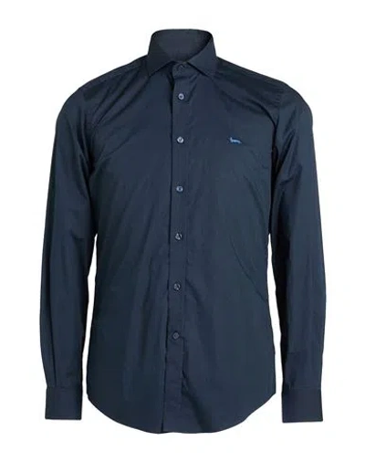Harmont & Blaine Man Shirt Midnight Blue Size M Cotton, Elastane