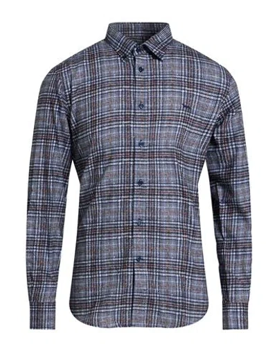 Harmont & Blaine Man Shirt Midnight Blue Size Xl Cotton In Multi