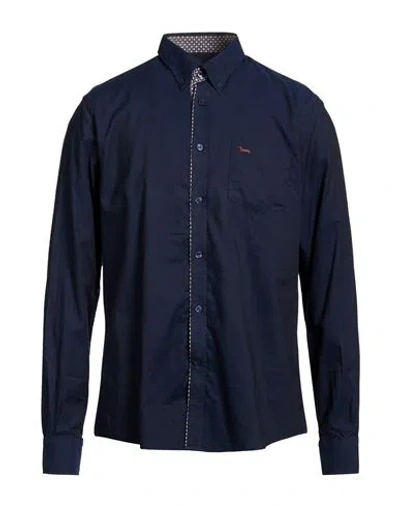 Harmont & Blaine Man Shirt Midnight Blue Size Xxl Cotton