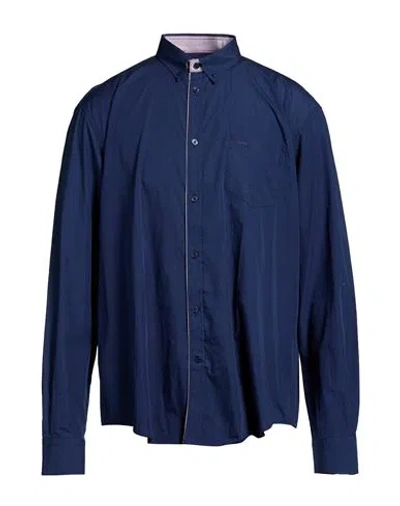 Harmont & Blaine Man Shirt Midnight Blue Size Xxl Cotton