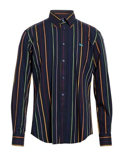 Harmont & Blaine Man Shirt Midnight Blue Size Xxl Cotton