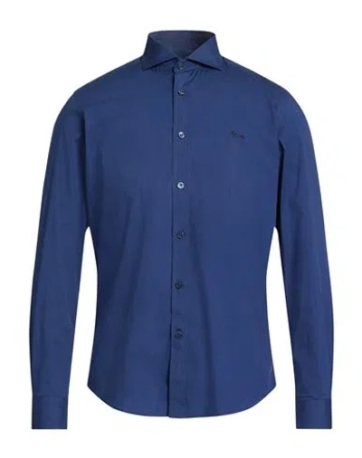 Harmont & Blaine Man Shirt Midnight Blue Size Xxl Cotton, Elastane