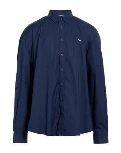 Harmont & Blaine Man Shirt Navy Size 3xl Cotton In Blue
