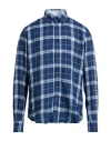 Harmont & Blaine Man Shirt Navy Size 3xl Linen In Blue