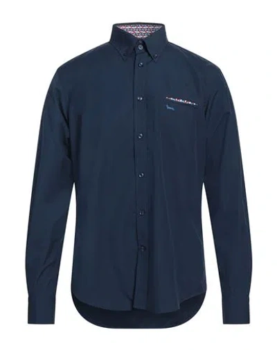 Harmont & Blaine Man Shirt Navy Size L Cotton In Blue